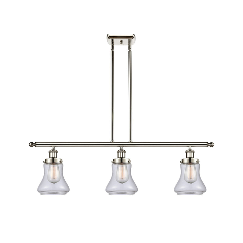 Innovations Bellmont 36in 3-Light Island Light | Polished Nickel Steel and Clear Schoolhouse Glass | Kitchen Island & Dining Room | Model 916-3I-PN-G192