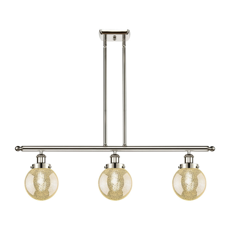 Innovations Beacon 36in 3-Light Island Light | Polished Nickel Steel and Mercury Seeded Glass | Kitchen Island & Dining Room | Model 916-3I-PN-G208-6