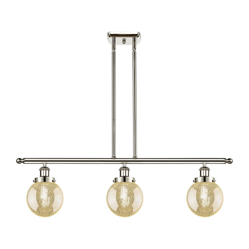 Innovations Beacon 36in 3-Light Island Light | Polished Nickel Steel and Mercury Seeded Glass | Kitchen Island & Dining Room | Model 916-3I-PN-G208-6