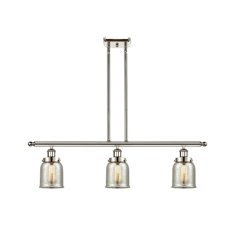 Innovations Bell 36in 3-Light Island Light | Industrial Polished Nickel and Silver Plated Mercury Glass | Kitchen Island & Dining | Model 916-3I-PN-G58