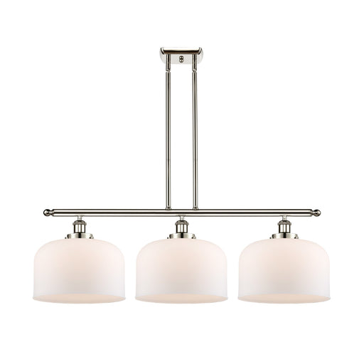 Innovations Bell 36in 3-Light Island Light | Industrial Polished Nickel and Matte White Frosted Glass | Kitchen Island & Dining | Model 916-3I-PN-G71-L