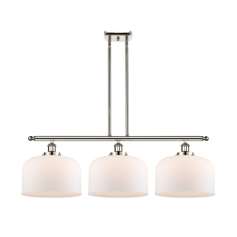 Innovations Bell 36in 3-Light LED Island Light | Industrial Polished Nickel and Matte White Frosted Glass | Kitchen Island & | Model 916-3I-PN-G71-L-LED