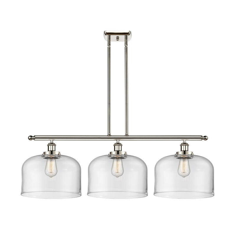Innovations Bell 36in 3-Light Island Light | Industrial Polished Nickel Steel and Clear Glass | Kitchen Island & Dining Room | Model 916-3I-PN-G72-L