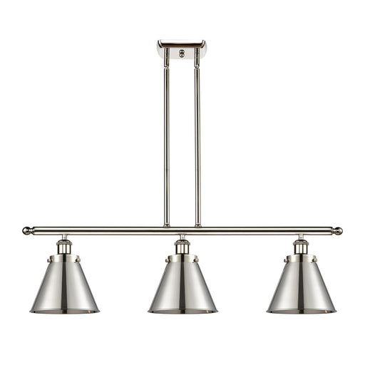 Innovations Appalachian 36in 3-Light Island Light | Industrial Farmhouse Polished Nickel Steel and Metal Shade | Kitchen Island & | Model 916-3I-PN-M13-PN