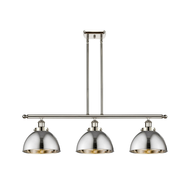 Innovations Derby 36in 3-Light Island Light | Industrial Farmhouse Polished Nickel Steel and Metal Dome Shade | Kitchen | Model 916-3I-PN-MFD-10-PN-LED