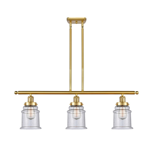Innovations Canton 36in 3-Light Island Light | Modern Contempo Satin Gold Steel and Seedy Glass | Kitchen Island & Dining Room | Model 916-3I-SG-G184