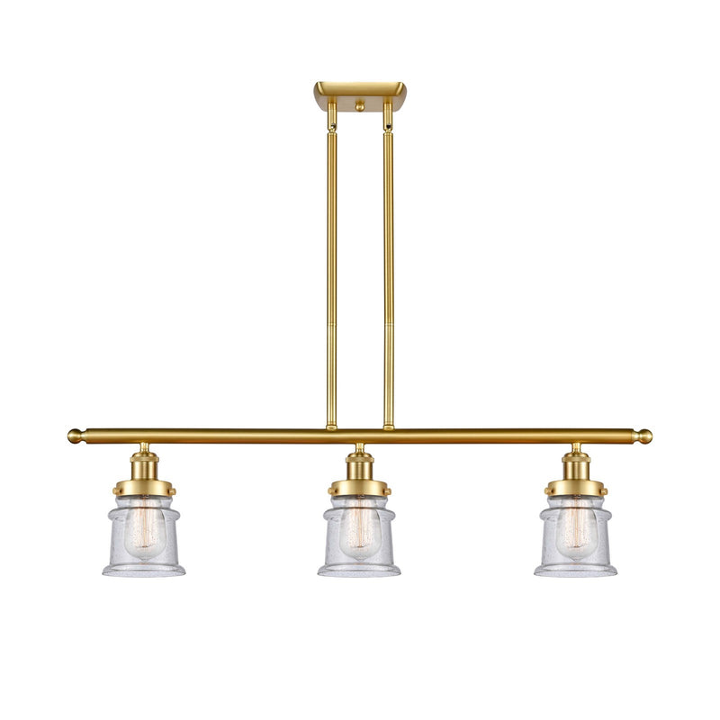 Innovations Canton 36in 3-Light Island Light | Modern Contempo Satin Gold Steel and Seedy Glass | Kitchen Island & Dining Room | Model 916-3I-SG-G184S