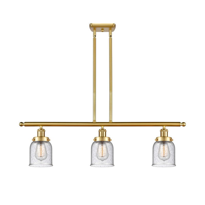 Innovations Bell 36in 3-Light Island Pendant | Industrial Satin Gold Steel and Seedy Glass | Kitchen Island & Dining Room | Model 916-3I-SG-G54