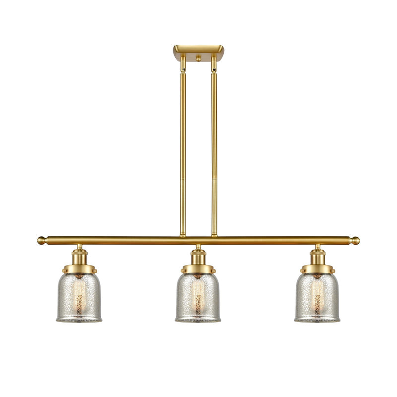 Innovations Bell 36in 3-Light Island Pendant | Industrial Satin Gold Steel and Silver Plated Mercury Glass | Kitchen Island & Dining | Model 916-3I-SG-G58