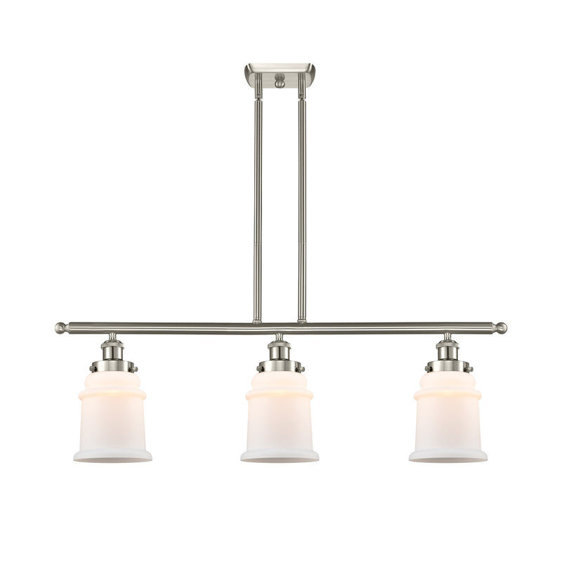 Innovations Canton 36in 3-Light Island Light | Modern Contempo Brushed Satin Nickel and Matte White Frosted Glass | Kitchen Island | Model 916-3I-SN-G181