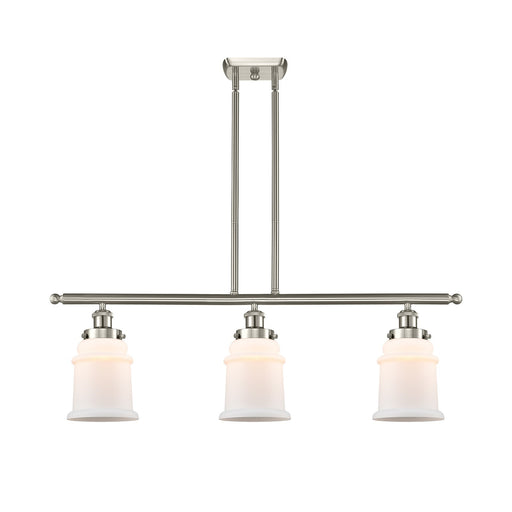 Innovations Canton 36in 3-Light Island Light | Modern Contempo Brushed Satin Nickel and Matte White Frosted Glass | Kitchen Island | Model 916-3I-SN-G181