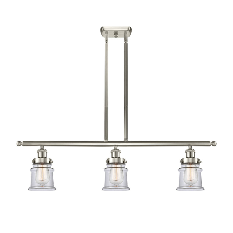 Innovations Canton 36in 3-Light Island Light | Modern Transitional Brushed Satin Nickel and Clear Small Glass | Kitchen Island & | Model 916-3I-SN-G182S