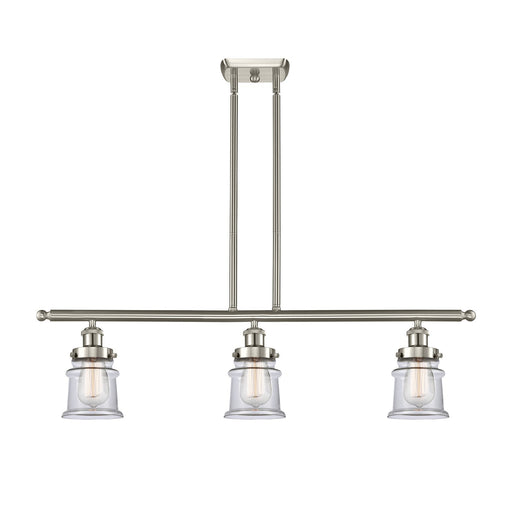 Innovations Canton 36in 3-Light Island Light | Modern Transitional Brushed Satin Nickel and Clear Small Glass | Kitchen Island & | Model 916-3I-SN-G182S