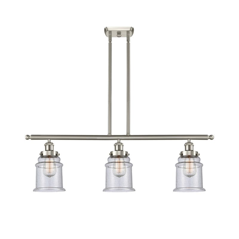 Innovations Canton 36in 3-Light Island Light | Modern Transitional Brushed Satin Nickel and Seedy Glass | Kitchen Island & Dining | Model 916-3I-SN-G184