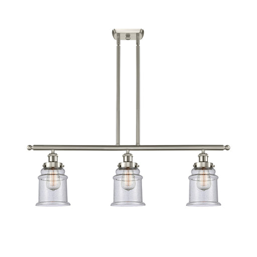 Innovations Canton 36in 3-Light Island Light | Modern Transitional Brushed Satin Nickel and Seedy Glass | Kitchen Island & Dining | Model 916-3I-SN-G184