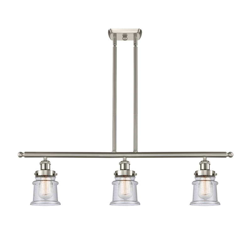 Innovations Canton 36in 3-Light Island Light | Modern Transitional Brushed Satin Nickel and Seedy Small Glass | Kitchen Island & | Model 916-3I-SN-G184S
