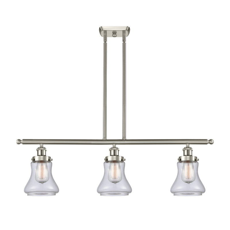 Innovations Bellmont 36in 3-Light Island Light | Brushed Satin Nickel Steel and Clear Glass | Kitchen Island & Dining Room | Model 916-3I-SN-G192