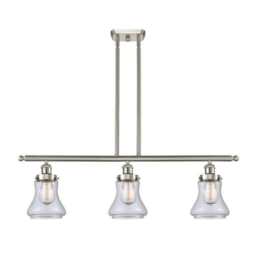 Innovations Bellmont 36in 3-Light Island Light | Brushed Satin Nickel Steel and Clear Glass | Kitchen Island & Dining Room | Model 916-3I-SN-G192