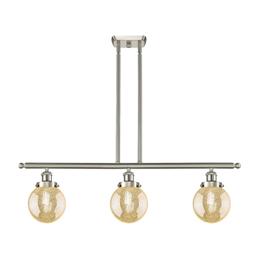 Innovations Beacon 36in 3-Light Island Light | Brushed Satin Nickel Steel and Mercury Seeded Glass | Kitchen Island & Dining Room | Model 916-3I-SN-G208-6