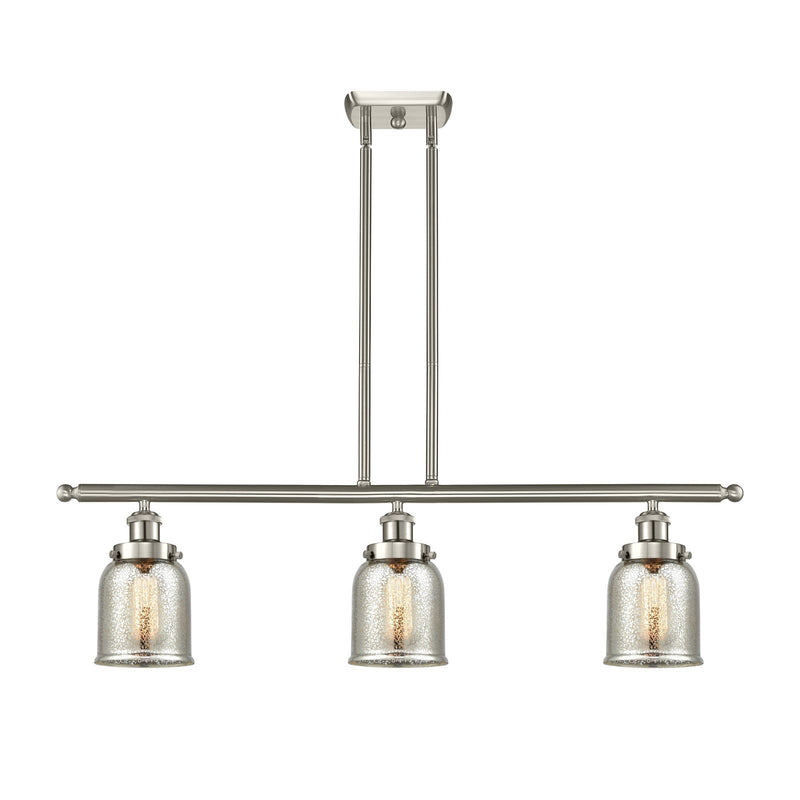 Innovations Bell 36in 3-Light Island Light | Industrial Brushed Satin Nickel and Silver Plated Mercury Glass | Kitchen Island & | Model 916-3I-SN-G58