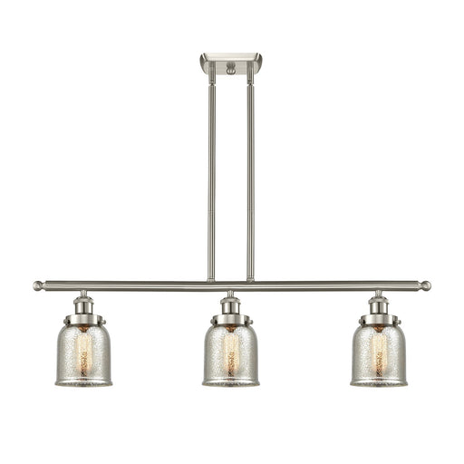 Innovations Bell 36in 3-Light Island Light | Industrial Brushed Satin Nickel and Silver Plated Mercury Glass | Kitchen Island & | Model 916-3I-SN-G58-LED