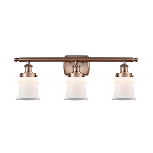 Innovations Canton 25.25in 3-Light Bath Vanity Light | Modern Transitional Antique Copper Steel and Matte White Frosted Glass | Model 916-3W-AC-G181S