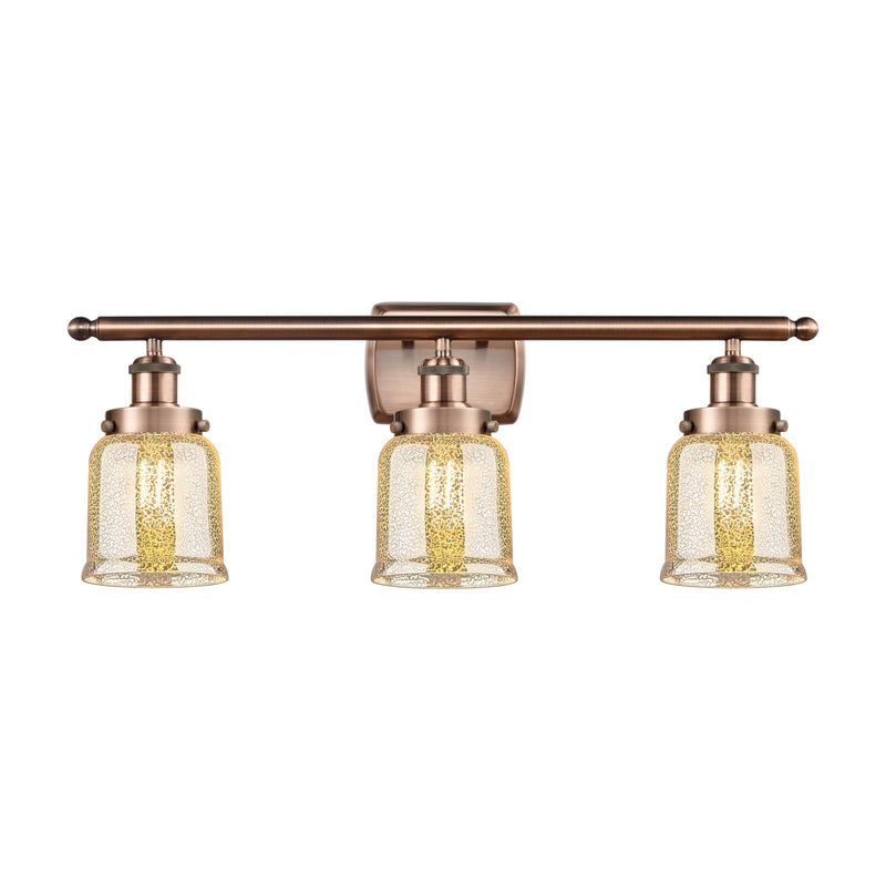 Innovations Bell 26in 3-Light Bath Vanity Light | Industrial Antique Copper Steel and Silver Plated Mercury Glass | Bathroom Vanity | Model 916-3W-AC-G58