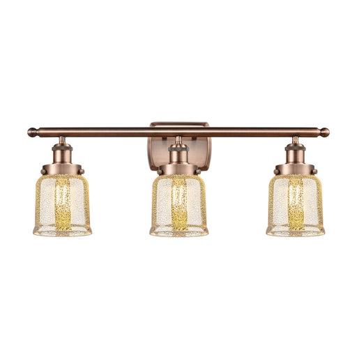 Innovations Bell 26in 3-Light Bath Vanity Light | Industrial Antique Copper Steel and Silver Plated Mercury Glass | Bathroom Vanity | Model 916-3W-AC-G58