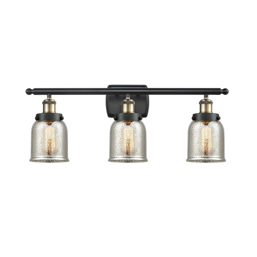 Innovations Bell 26in 3-Light Bath Vanity Light with LED Bulbs | Industrial Black Antique Brass and Silver Plated Mercury Glass | Model 916-3W-BAB-G58-LED