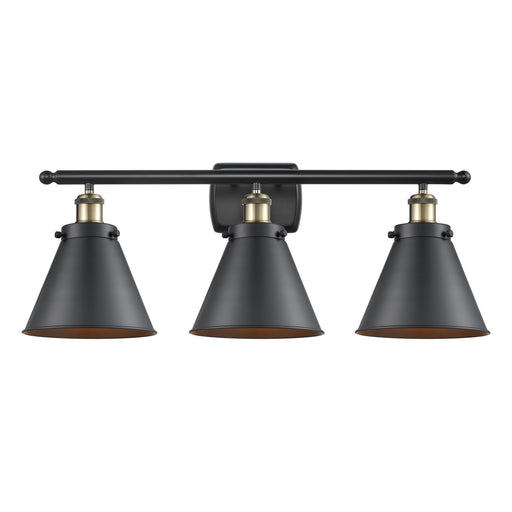 Innovations Appalachian 26in 3-Light Bath Vanity Light with LED | Industrial Black Antique Brass and Matte Black Metal | Model 916-3W-BAB-M13-BK-LED