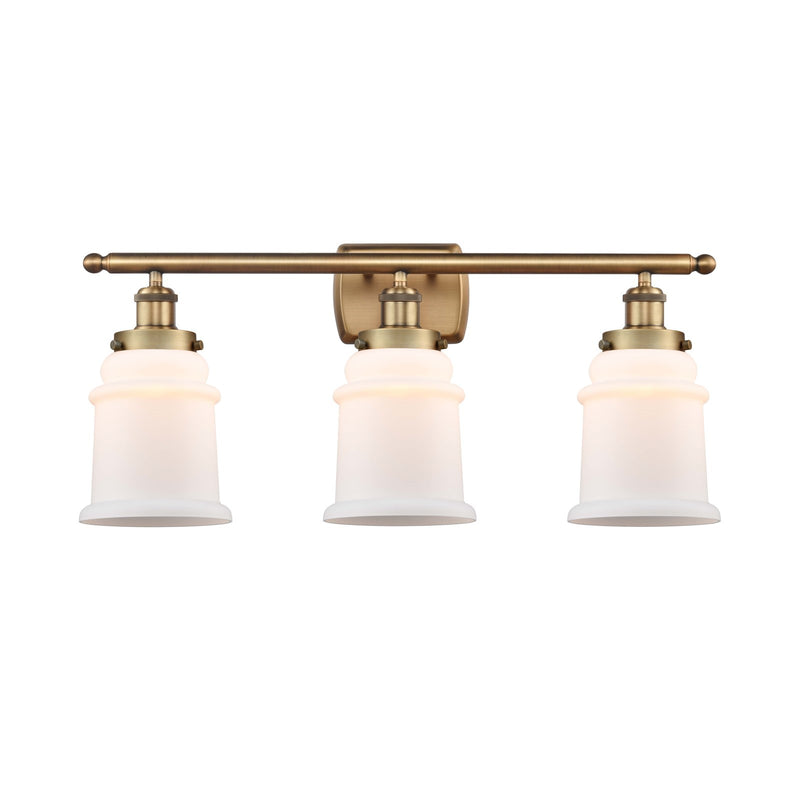 Innovations Canton 26in 3-Light Bath Vanity Light | Brushed Brass Steel and Matte White Frosted Glass | Bathroom Vanity | Model 916-3W-BB-G181