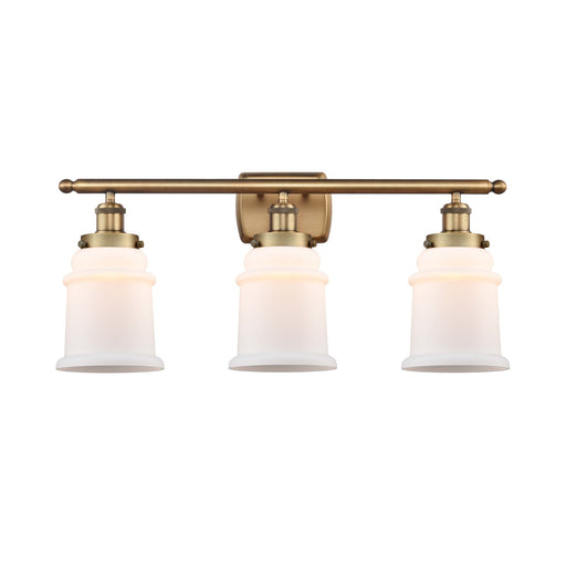 Innovations Canton 26in 3-Light Bath Vanity Light | Brushed Brass Steel and Matte White Frosted Glass | Bathroom Vanity | Model 916-3W-BB-G181