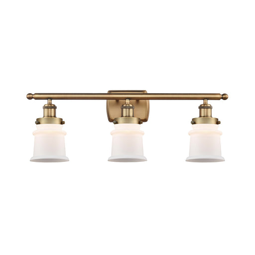 Innovations Canton 25.25in 3-Light Bath Vanity Light | Brushed Brass Steel and Matte White Frosted Glass | Bathroom Vanity | Model 916-3W-BB-G181S