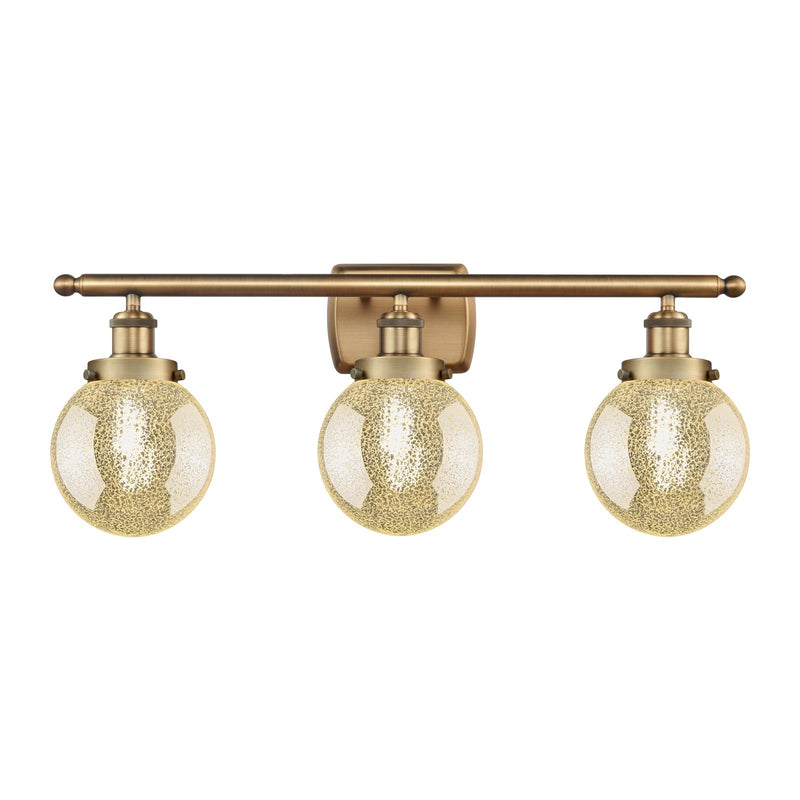 Innovations Beacon 26in 3-Light Bath Vanity Light | Brushed Brass Steel and Mercury Seeded Glass | Bathroom Vanity | 26 x 11 in | Model 916-3W-BB-G208-6