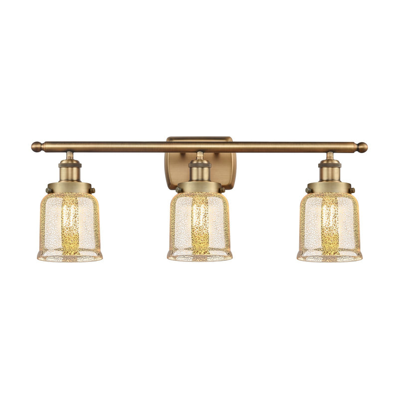 Innovations Bell 26in 3-Light Bath Vanity Light | Brushed Brass Steel and Silver Plated Mercury Glass | Bathroom Vanity | 26 x 12 in | Model 916-3W-BB-G58