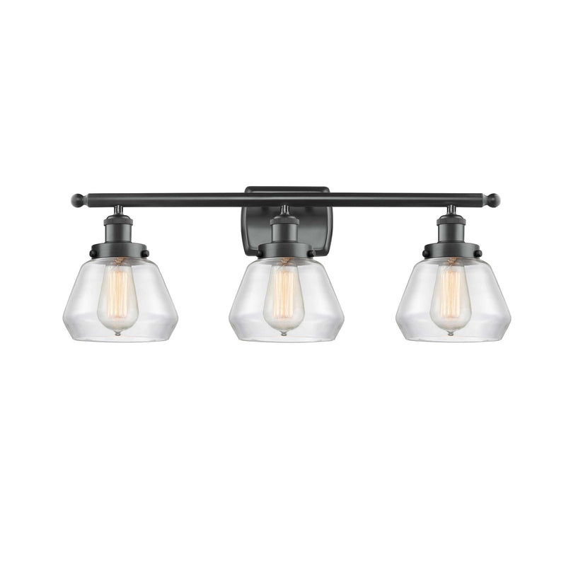 Innovations Fulton 27in 3-Light Bath Vanity Light | Modern Transitional Matte Black Steel and Clear Glass | Bathroom Vanity | Model 916-3W-BK-G172
