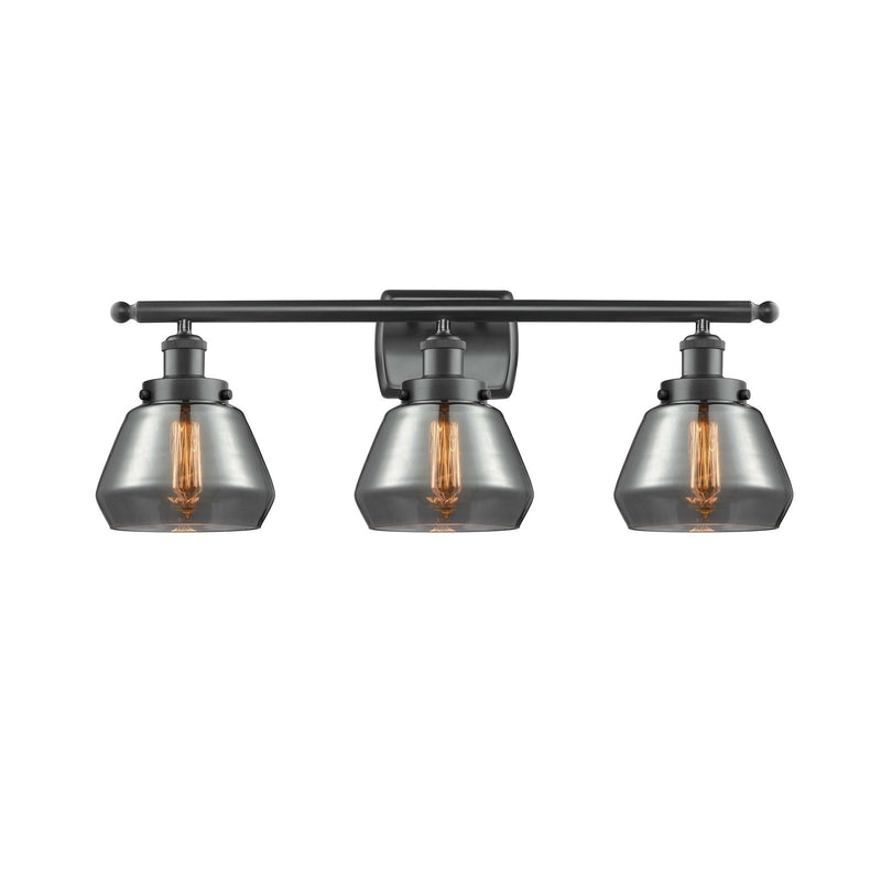 Innovations Fulton 27in 3-Light Bath Vanity Light | Modern Transitional Matte Black Steel and Light Smoked Glass | Bathroom Vanity | Model 916-3W-BK-G173