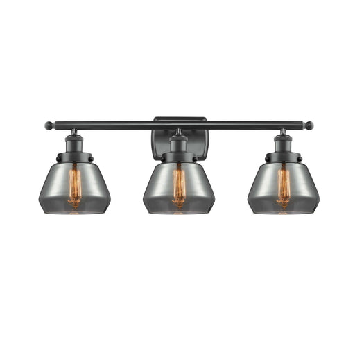 Innovations Fulton 27in 3-Light Bath Vanity Light | Modern Transitional Matte Black Steel and Light Smoked Glass | Bathroom Vanity | Model 916-3W-BK-G173