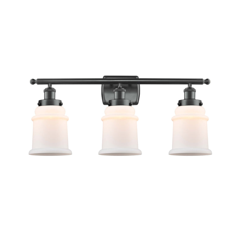 Innovations Canton 26in 3-Light Bath Vanity Light | Modern Transitional Matte Black Steel and Matte White Frosted Glass | Bathroom | Model 916-3W-BK-G181