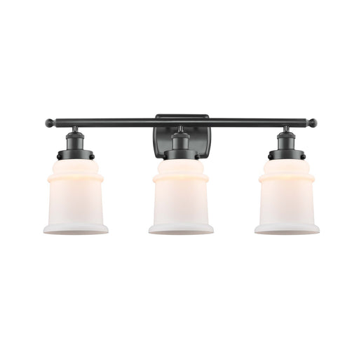 Innovations Canton 26in 3-Light Bath Vanity Light | Modern Transitional Matte Black Steel and Matte White Frosted Glass | Bathroom | Model 916-3W-BK-G181