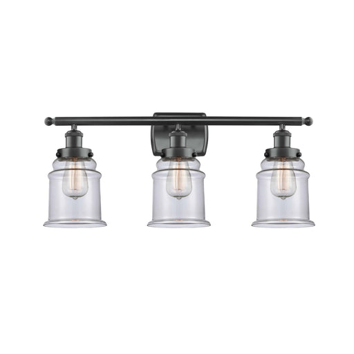 Innovations Canton 26in 3-Light Bath Vanity Light | Modern Transitional Matte Black Steel and Clear Glass | Bathroom Vanity | Model 916-3W-BK-G182