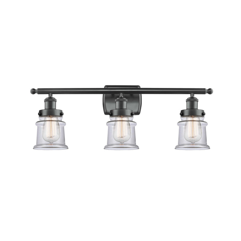 Innovations Canton 25.25in 3-Light Bath Vanity Light | Modern Transitional Matte Black Steel and Clear Glass | Bathroom Vanity | Model 916-3W-BK-G182S