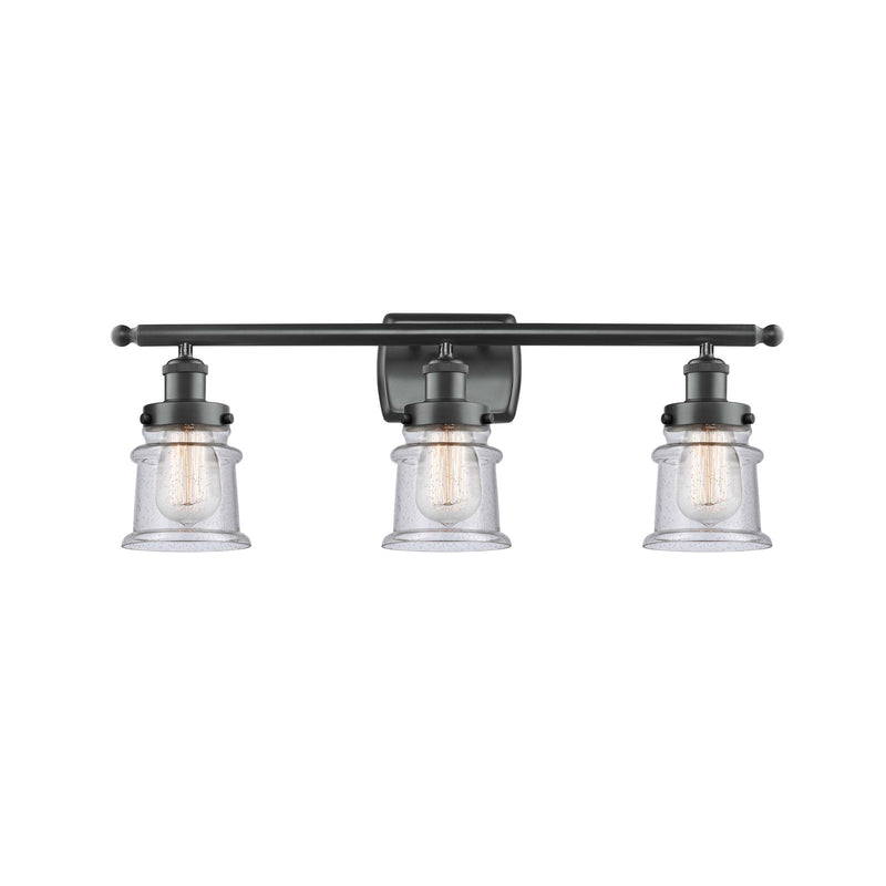 Innovations Canton 25.25in 3-Light Bath Vanity Light | Modern Transitional Matte Black Steel and Seedy Glass | Bathroom Vanity | Model 916-3W-BK-G184S