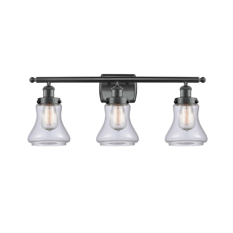 Innovations Bellmont 26in 3-Light Bath Vanity Light | Modern Transitional Matte Black Steel and Clear Glass | Bathroom Vanity | Model 916-3W-BK-G192