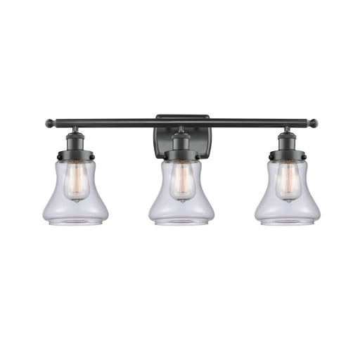 Innovations Bellmont 26in 3-Light Bath Vanity Light | Modern Transitional Matte Black Steel and Clear Glass | Bathroom Vanity | Model 916-3W-BK-G192