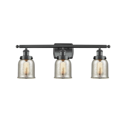 Innovations Bell 26in 3-Light Bath Vanity Light | Industrial Matte Black Steel and Silver Plated Mercury Glass | Bathroom Vanity | Model 916-3W-BK-G58