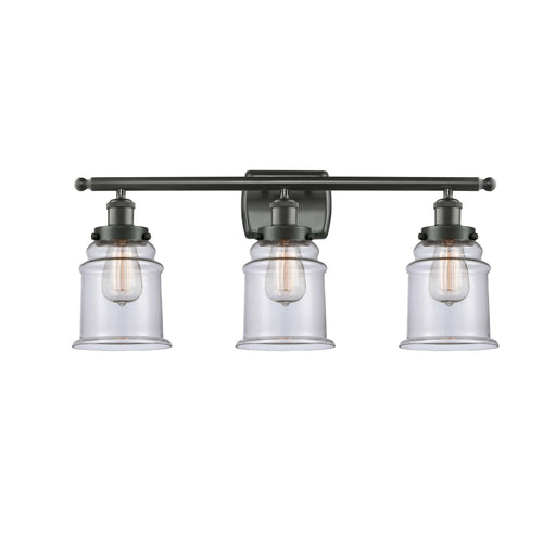 Innovations Canton 26in 3-Light Bath Vanity Light | Modern Contempo Oil Rubbed Bronze Steel and Clear Glass | Bathroom Vanity | Model 916-3W-OB-G182