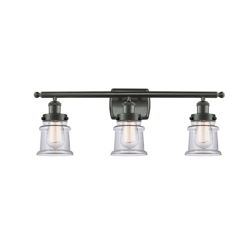 Innovations Canton 25.25in 3-Light Bath Vanity Light | Modern Transitional Oil Rubbed Bronze Steel and Clear Glass Schoolhouse | Model 916-3W-OB-G182S