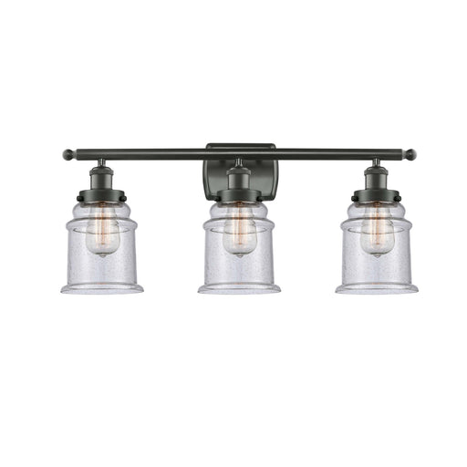 Innovations Canton 26in 3-Light Bath Vanity Light | Modern Transitional Oil Rubbed Bronze Steel and Seedy Glass Schoolhouse Shade | Model 916-3W-OB-G184