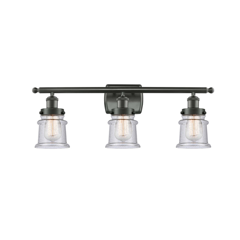 Innovations Canton 25.25in 3-Light Bath Vanity Light | Modern Transitional Oil Rubbed Bronze Steel and Seedy Glass Schoolhouse | Model 916-3W-OB-G184S